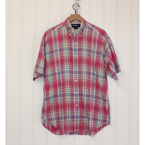 Ralph Lauren Polo Vintage Blue Label Blake Shirt Mens Size‎ Large Plaid - Picture 1 of 6